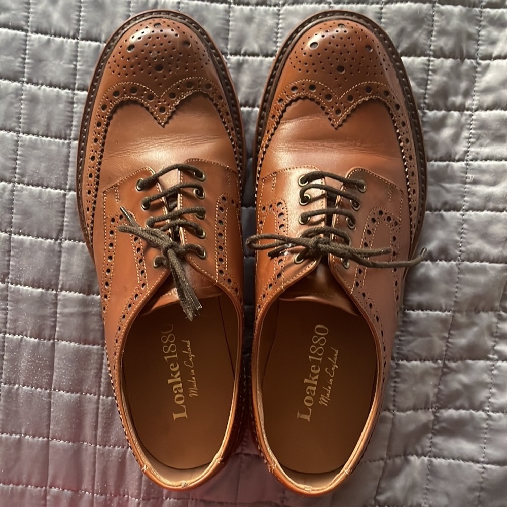 Loake 1880 Made in England Worton Brogues wingtip lace up dress shoes size 7 men - Picture 3 of 10